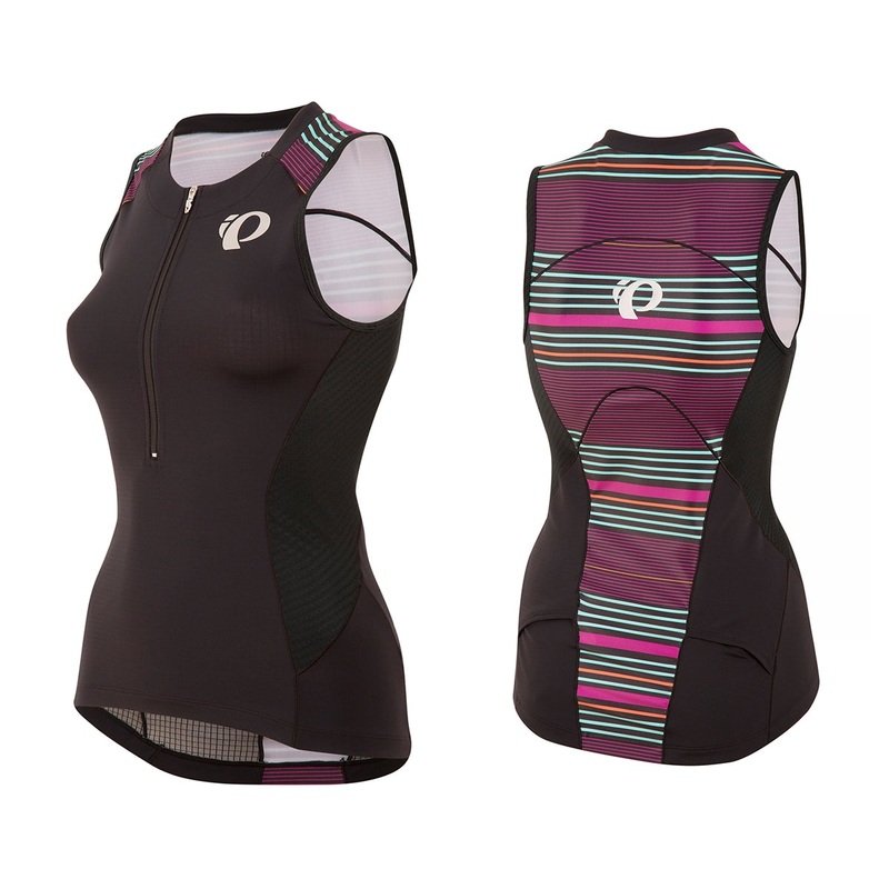 Pearl Izumi Elite Pursuit Tri Sleeveless Jersey – Womens – Black-Purple Wine STripe Black – Purple Wine Stripe X-Small