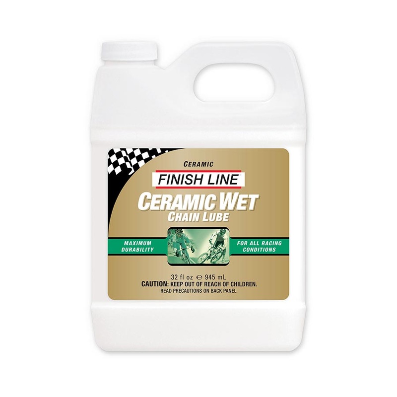 Finish Line Ceramic Wet Lube – Synthetic Bicycle Chain Lubricant with Ceramic Coating for Long-Lasting, Smooth Gear Performance (32oz) 32oz