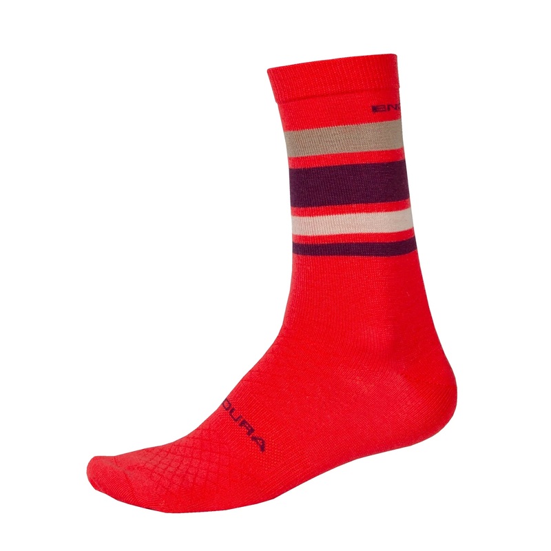 Endura BaaBaa Merino Stripe Sock – Pomegranate Pomegranate Small/Medium