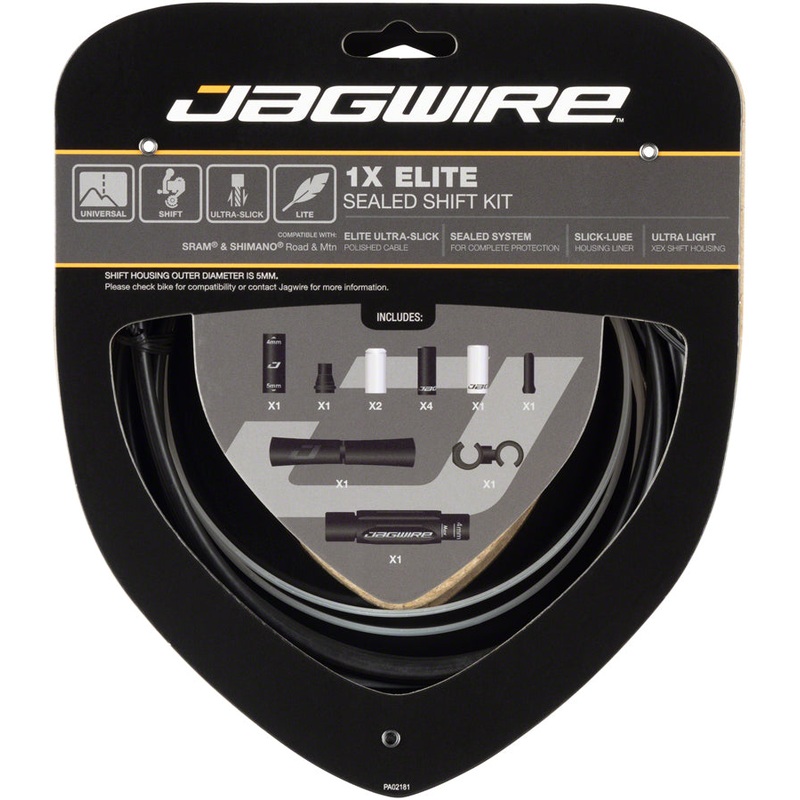 Jagwire 1x Elite Sealed Shift Cable Kit – SRAM/Shimano Polished Ultra-Slick Cables BLK