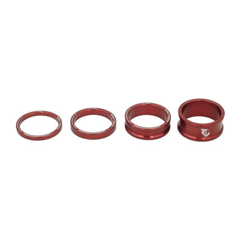 Wolf Tooth Components Precision Headset Spacer Kit – Red Red 1.1/8″