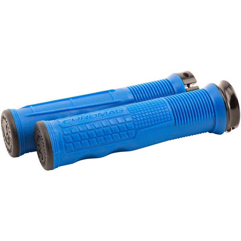 Chromag Format Grips – Blue Lock-On Flangeless 133mm Length Bicycle Grip