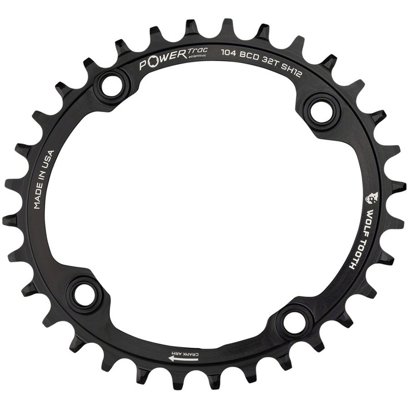 Wolf Tooth Elliptical 104 BCD Chainring – 34t, 104 BCD, 4-Bolt, Requires Shimano 12-Speed Hyperglide+ Chain, Black