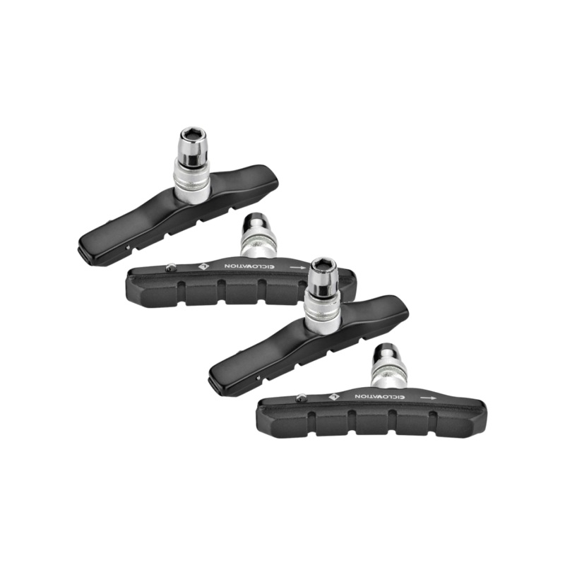 Ciclovation Shimano/SRAM MTB Cartridge Brake Shoes Black, High-Performance Aluminum Rim Grippy Pads (Pack of 2)