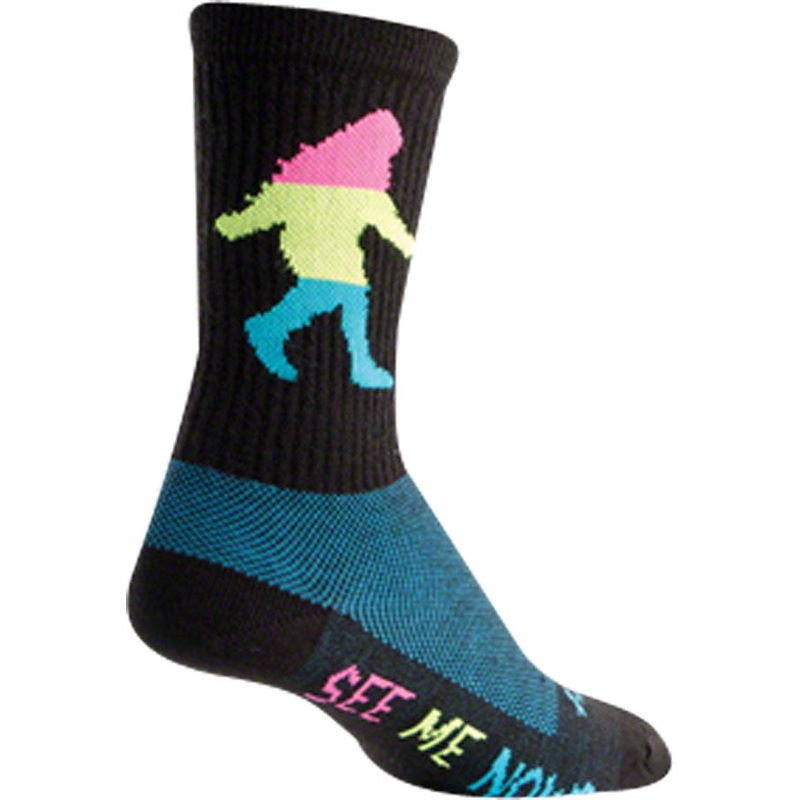 SockGuy Sasquatch Neon Wool Sock: Black LG/XL