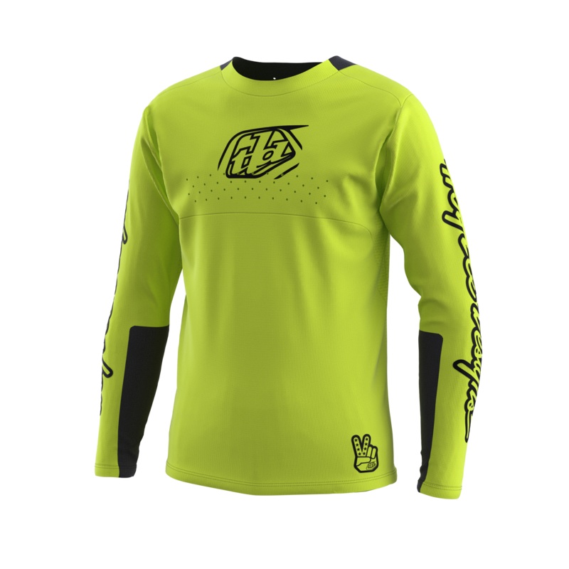 Troy Lee Designs Sprint Long Sleeve MTB Jersey – Icon – Youth – Flo Yellow – 2023 Flo Yellow X-Small