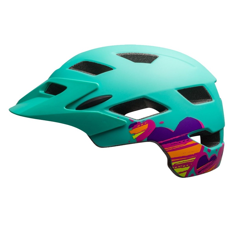 Bell Sidetrack Youth Helmet – Matt Mint Hearts Matt Mint Hearts One Size