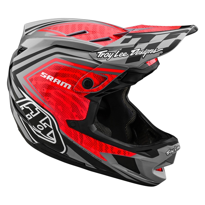 Troy Lee Designs D4 Carbon Full Face Helmet with MIPS – SRAM – Red-Black Red – Black X-Small