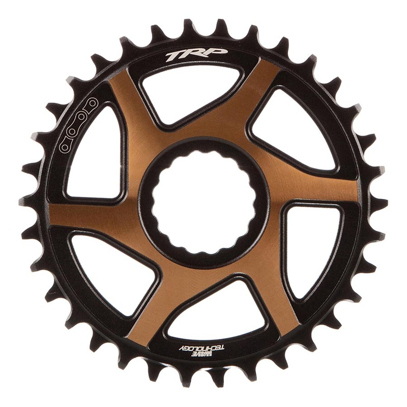 TRP CR-M9050 Boost Direct Mount Chainring – 34t 12-Speed CINCH Mount 3mm Offset 7075-T6 Aluminum Sandblasted BLK/Gold