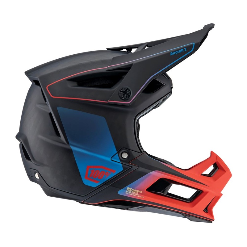 100% Aircraft 2 Helmet – Steel Blue-Neon Red – 2022 Steel Blue – Neon Red Small