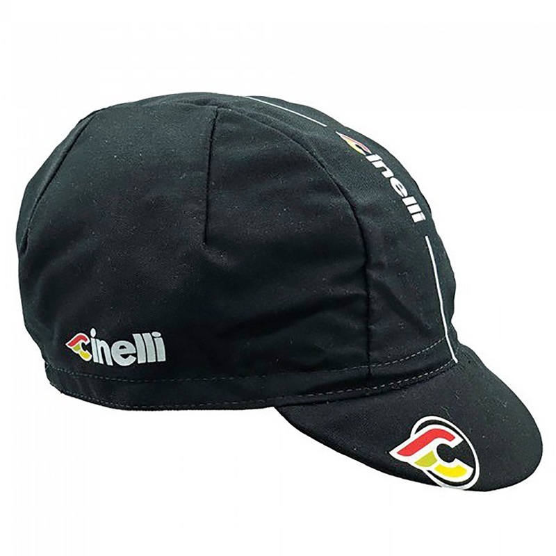 Cinelli Supercorsa Cycling Caps  Classic Italian Style, Woven Polyester/Cotton, Lightweight Design, Perfect for Road & Cycling Enthusiasts Black Tie