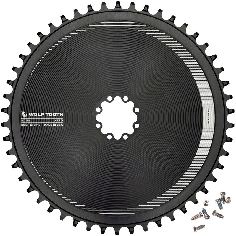 Wolf Tooth Aero Direct Mount Chainring – 52t, Direct Mount SRAM 8-Bolt, Drop-Stop B, Black