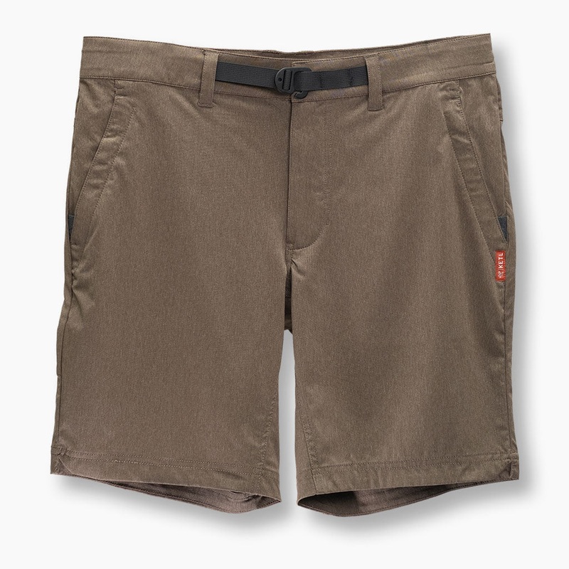 KETL Mtn Virtue Hybrid Shorts V3 9″ Inseam: Swim, Hike, Travel, Lounge, Bike – Men’s Hiking Chino Style Lightweight Brown Small
