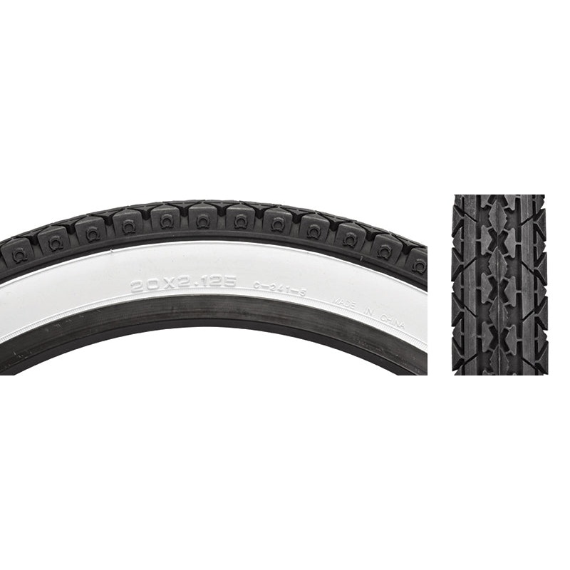 Sunlite CST241 20″ Cruiser Tire – Whitewall White Wall 2.125″