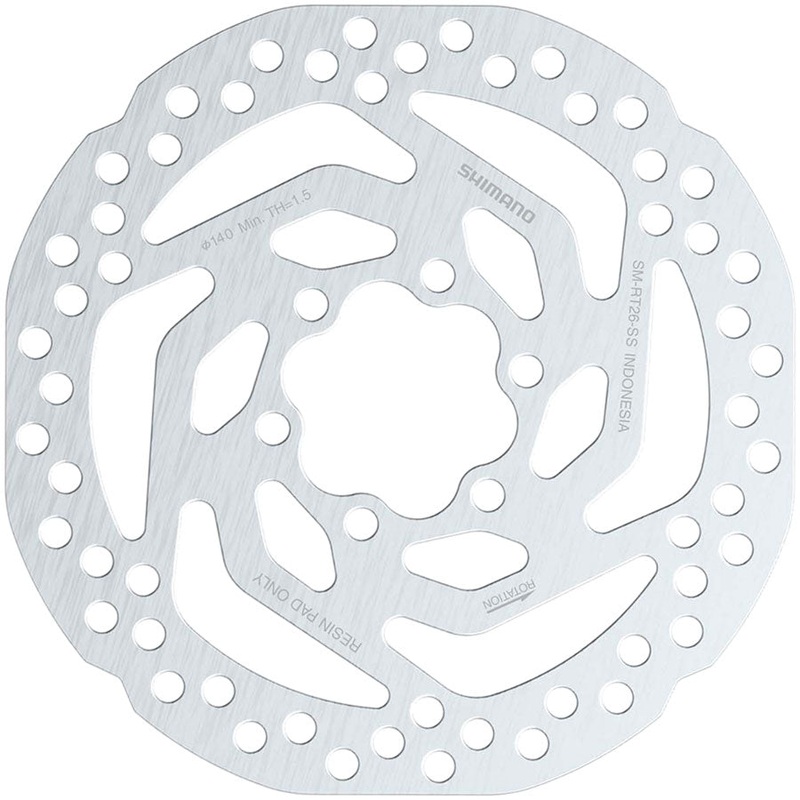 Shimano SM-RT26 SS Disc Brake Rotor – 140mm, 6-Bolt (Bolts Included), For Resin Pad Only
