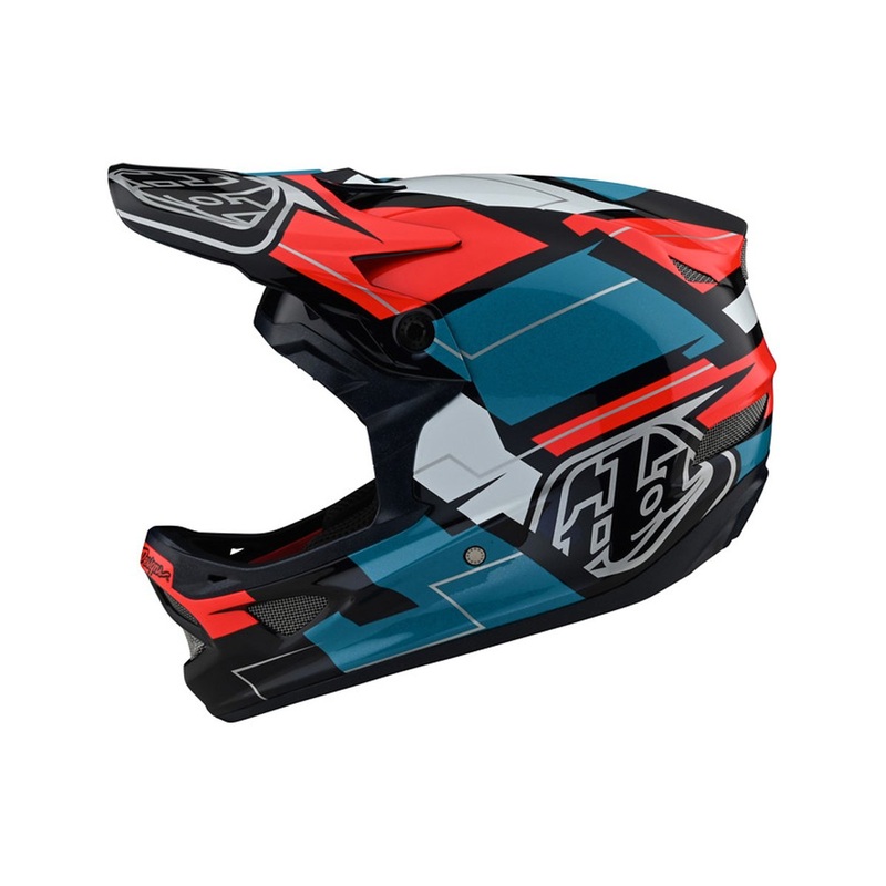 Troy Lee Designs D3 Fiberlite Full Face Helmet – Vertigo – Blue-Red – 2021 Vertigo Blue – Red X-Small