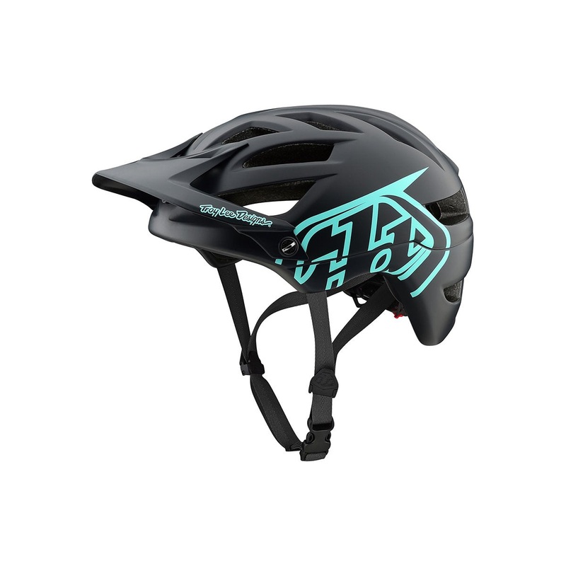 Troy Lee Designs A1 MTB Helmet – Drone – Dark Gray-Aqua Dark Gray – Aqua X-Small/Small