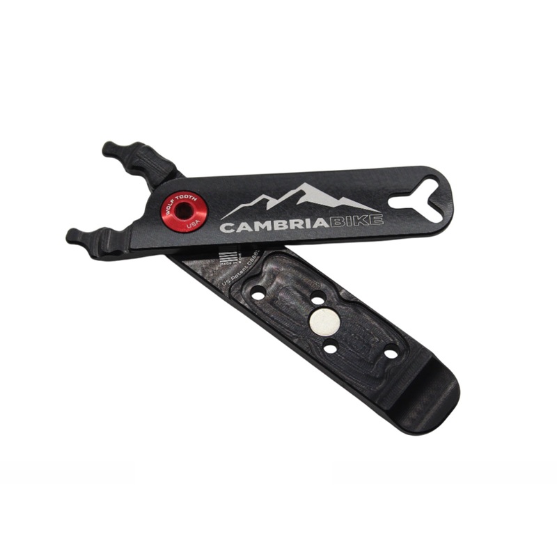 Wolf Tooth Components Cambria Bike Master Link Combo Pack Pliers CBO Logo – Black – Red Bolt