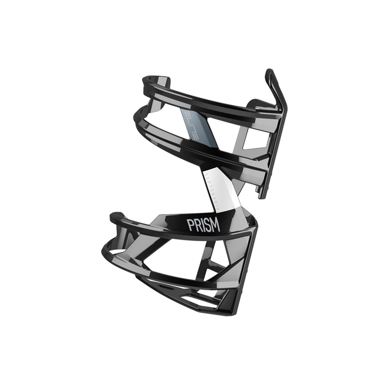 Elite Prism Water Bottle Cage – Black-Glossy White Black – Glossy White Left Side