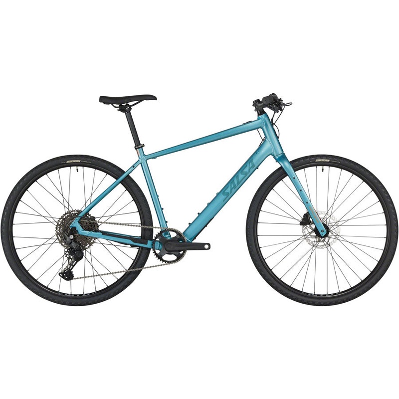 Salsa Confluence Flat Bar Cues 11 Ebike – 700c, Aluminum, Dark Cyan, X-Small