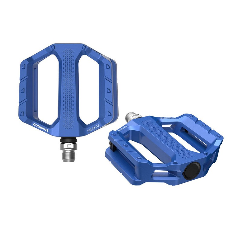Shimano EF202 E-Bike Flat Pedals – Blue Blue No Reflector