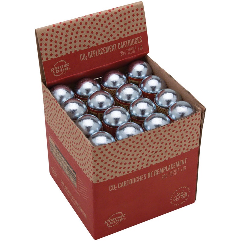 Planet Bike 25g Threaded CO2 Cartridge: Box of 16