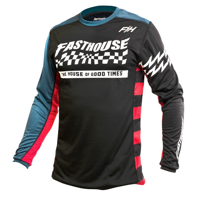 Fasthouse Classic Velocity Long Sleeve MTB Jersey – Youth – Black-Indigo Black – Indigo Small