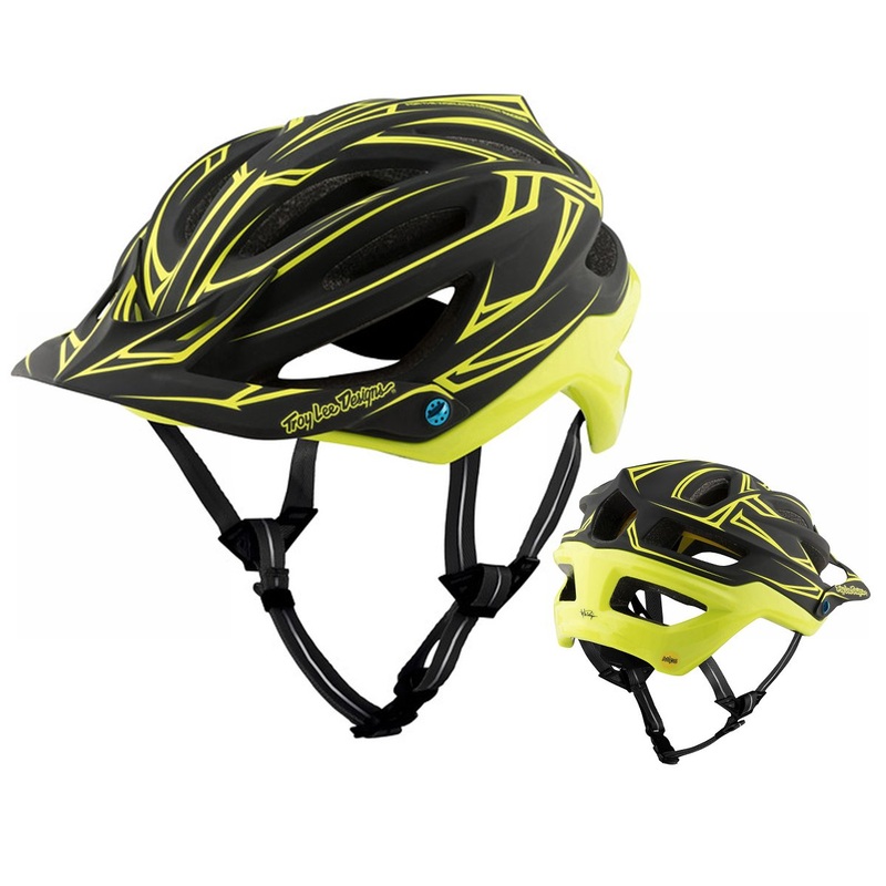 Troy Lee Designs A2 MIPS MTB Helmet – Pinstripe – Black-Yellow Black – Yellow Medium/Large