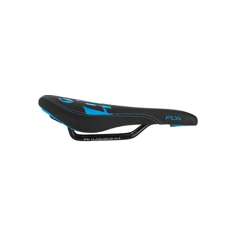 SDG Fly Jr Saddle Steel Rails – Blk/Cyan