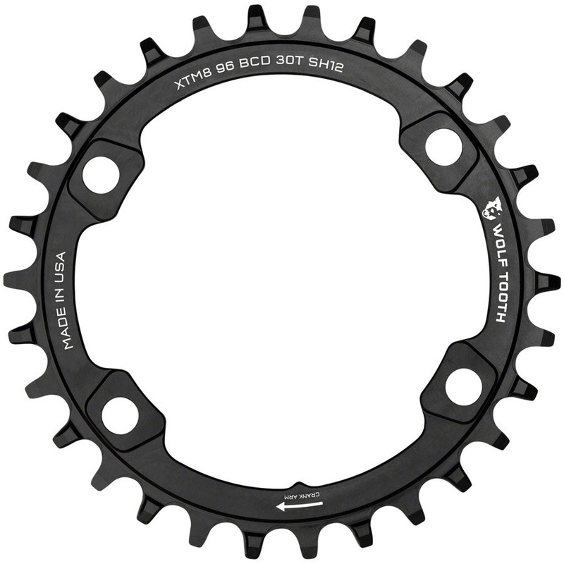 Wolf Tooth 96 BCD Chainring – 32t, 96 Asymmetric BCD, 4-Bolt, For Shimano M8000/M7000 Cranks, Requires 12-Speed