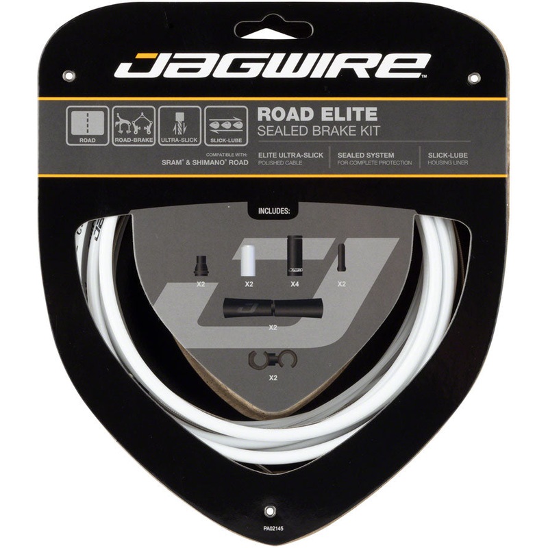 Jagwire Road Elite Sealed Brake Cable Kit – SRAM/Shimano Ultra-Slick Uncoated Cables White