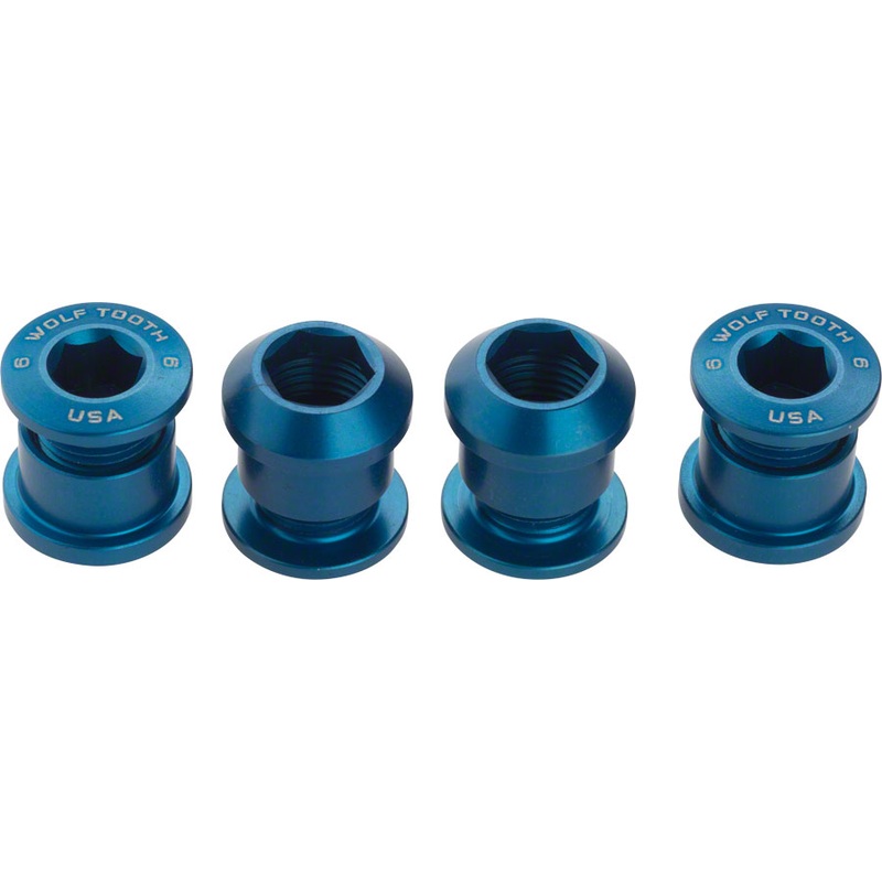 Wolf Tooth Components Set of 4 Chainring Bolts for 1x use Dual Hex Fittings Blue