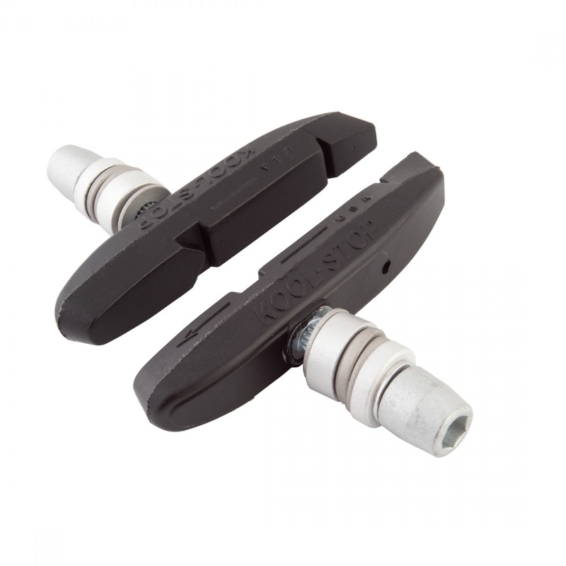 Kool-Stop Supra 2 V-Brake & Rim Brake Pads with Water Grooves, Reinforced Steel Backbone, Threaded Post, & Various Compounds for Road & E-Bike Cycling Standard