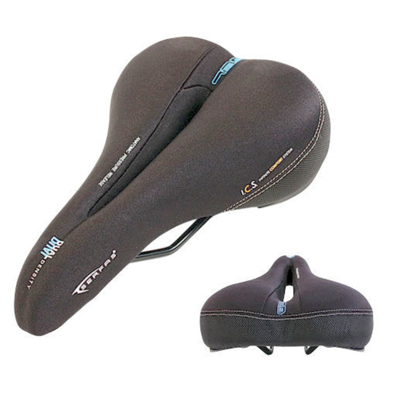 Serfas Dual Density Saddle with Cutout – Womens – Black-Blue Black – Blue