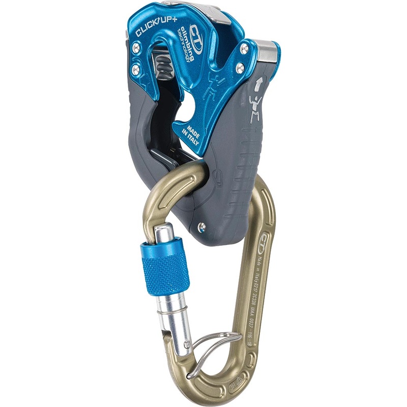 Climbing Technology Click-up Plus Belay Devices with HMS Carabiners | Assisted-Braking, Compact, Lightweight, Advanced Safety Features BLUE WITH