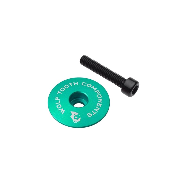 Wolf Tooth Ultralight Stem Cap and Bolt – Aluminum, 1 1/8 Top Only, Teal