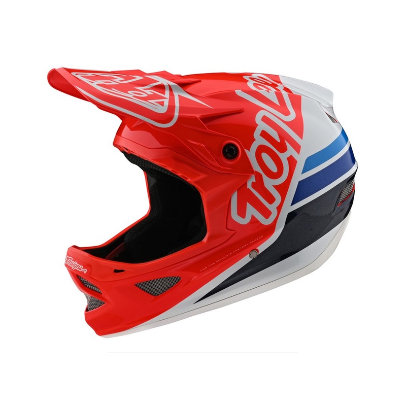 Troy Lee Designs D3 Fiberlite Full Face Helmet – Silhouette – Red-White – 2020 Red – White X-Small