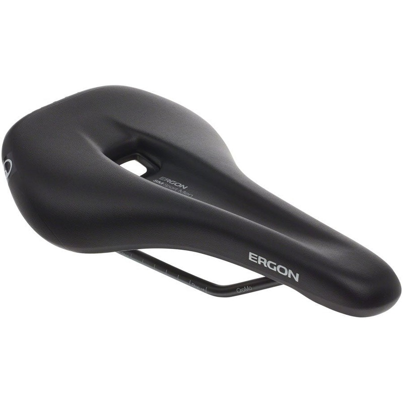 Ergon SM Sport Men’s Saddle – Chromoly Rails – Black – Medium/Large