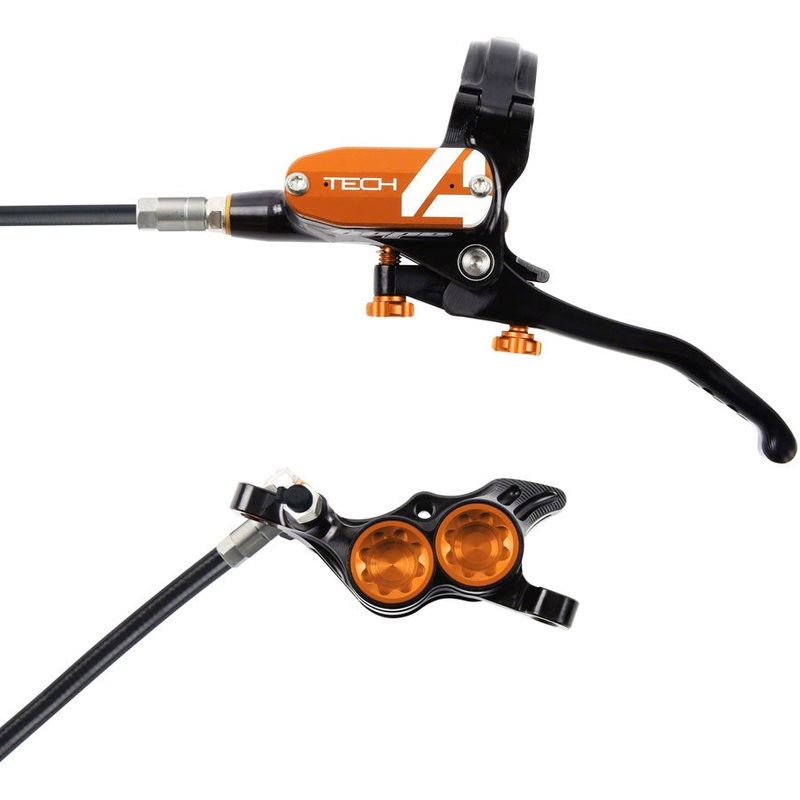 Hope Tech 4 E4 Disc Brake and Lever Set – Front Hydraulic Post Mount Orange