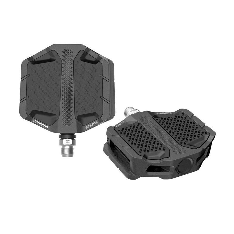 Shimano EF205 E-Bike Flat Pedals – Black Black No Reflector – With Friction Plate