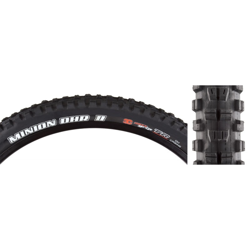 Maxxis Minion DHR II Tire – 27.5 x 2.4 Tubeless Folding BLK 3C MaxxGrip DH Wide Trail