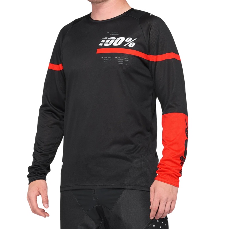100% R-Core Long Sleeve MTB Jersey – Black-Red Black – Red Small