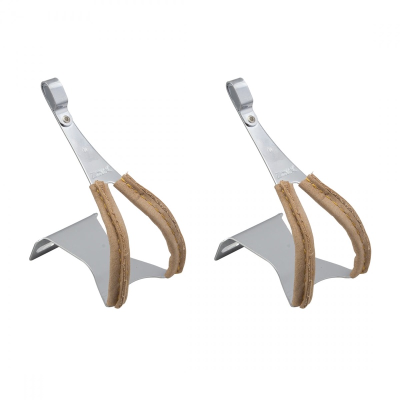 High-Quality Chrome Steel Toe Clips with Leather Accents | Adjustable, Durable Cycling Pedal Clips for Enhanced Foot Control Medium