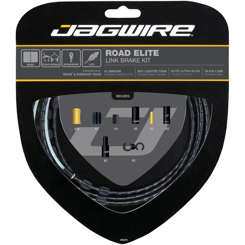 Jagwire Road Elite Link Brake Cable Kit SRAM/Shimano Ultra-Slick Uncoated Cables BLK