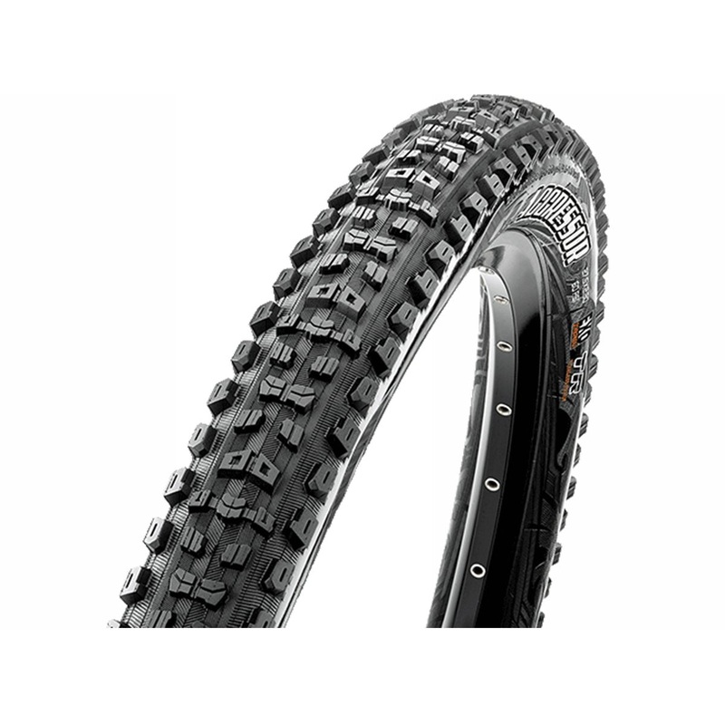 Maxxis Aggressor 27.5″ Folding MTB Tire Black 2.3″ TPI 60 – (DC) Dual Compound – (TR) Tubeless Ready – (EXO) EXO Sidewall