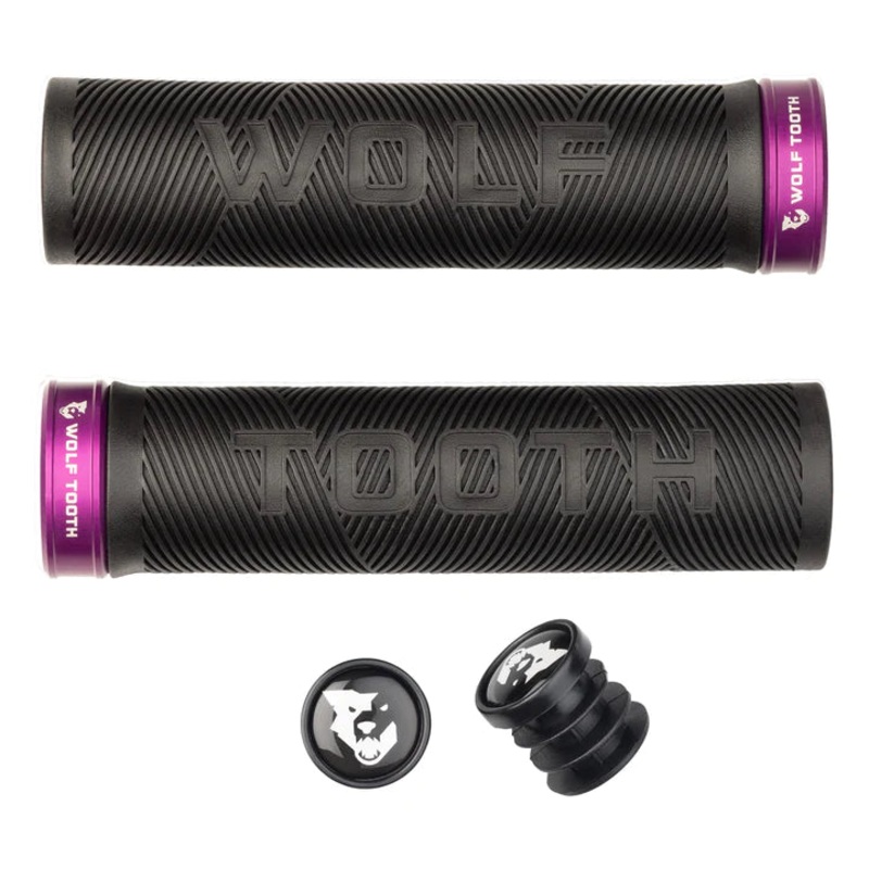 Wolf Tooth Echo Lock-On MTB Grips  Black-Purple Black – Purple