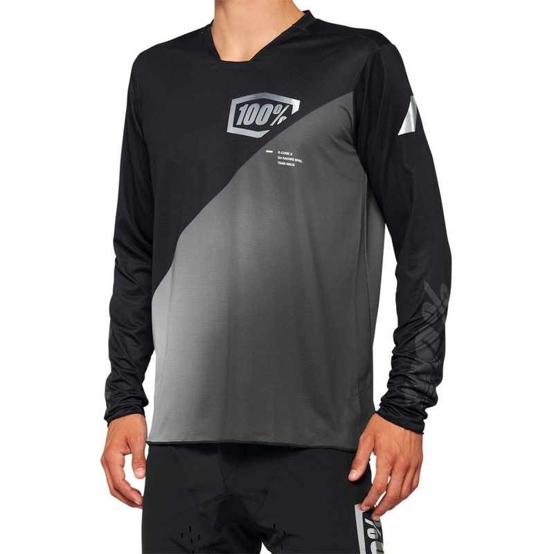100% R-Core-X Long Sleeve MTB Jersey – Black-Gray Black – Gray Small