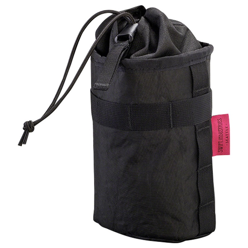 Swift Industries Gibby Stem Bags  Recycled Polyester, Crescent Shape, Waterproof, Easy-Open Cinch, Compatible with Handlebar & Stem Mounts Black