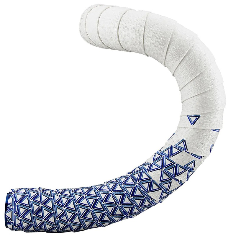 Deda Elementi Loop Handlebar Tape  Lightweight, Comfortable Cycling Accessory with Adhesive Gel, Aluminum End Plugs & Varied Color Options White/Blue