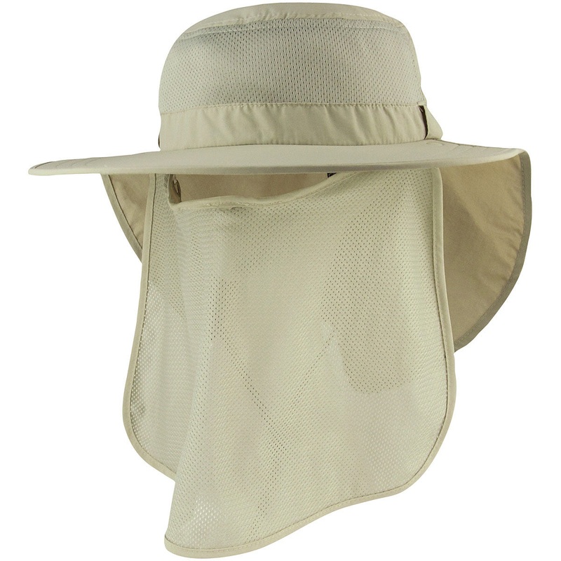 UV-Protective Water-Repellent Bucket Hats with Detachable Face Cover & Rollable Flaps for Sun Protection & Outdoor Activities KHAKI